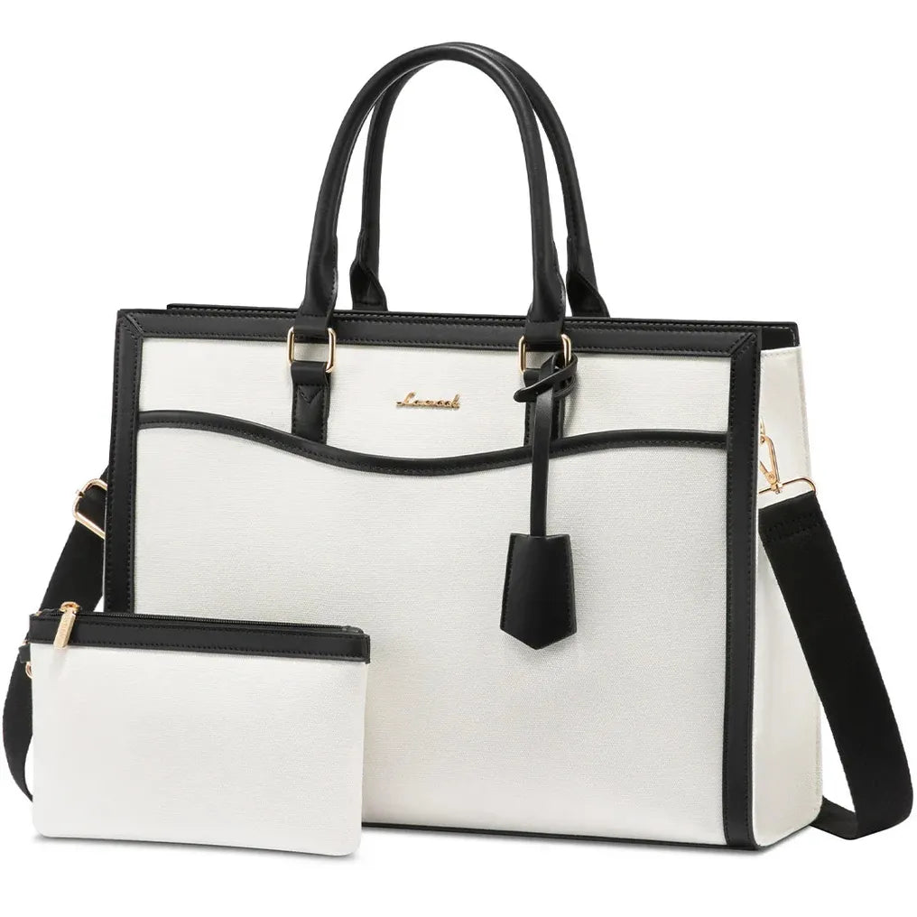 HKM-913555 Designer Waterproof Leather Laptop Tote Bag for Women, Large Capacity Business Briefcase Handbag