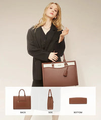 HKM-913555 Designer Waterproof Leather Laptop Tote Bag for Women, Large Capacity Business Briefcase Handbag