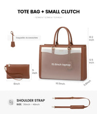 HKM-913555 Designer Waterproof Leather Laptop Tote Bag for Women, Large Capacity Business Briefcase Handbag