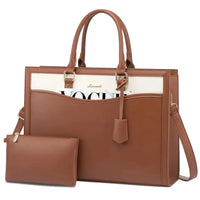 HKM-913555 Designer Waterproof Leather Laptop Tote Bag for Women, Large Capacity Business Briefcase Handbag