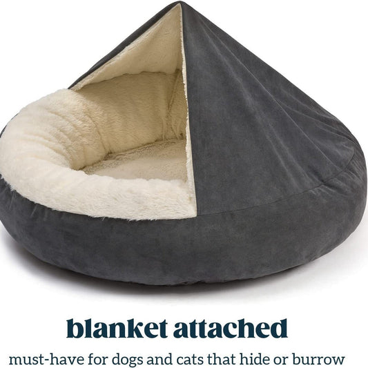 HKM-9135805 Cozy Gray and Creamy White Pet Bed for Small and Medium Dogs