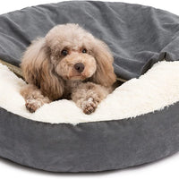 HKM-9135805 Cozy Gray and Creamy White Pet Bed for Small and Medium Dogs