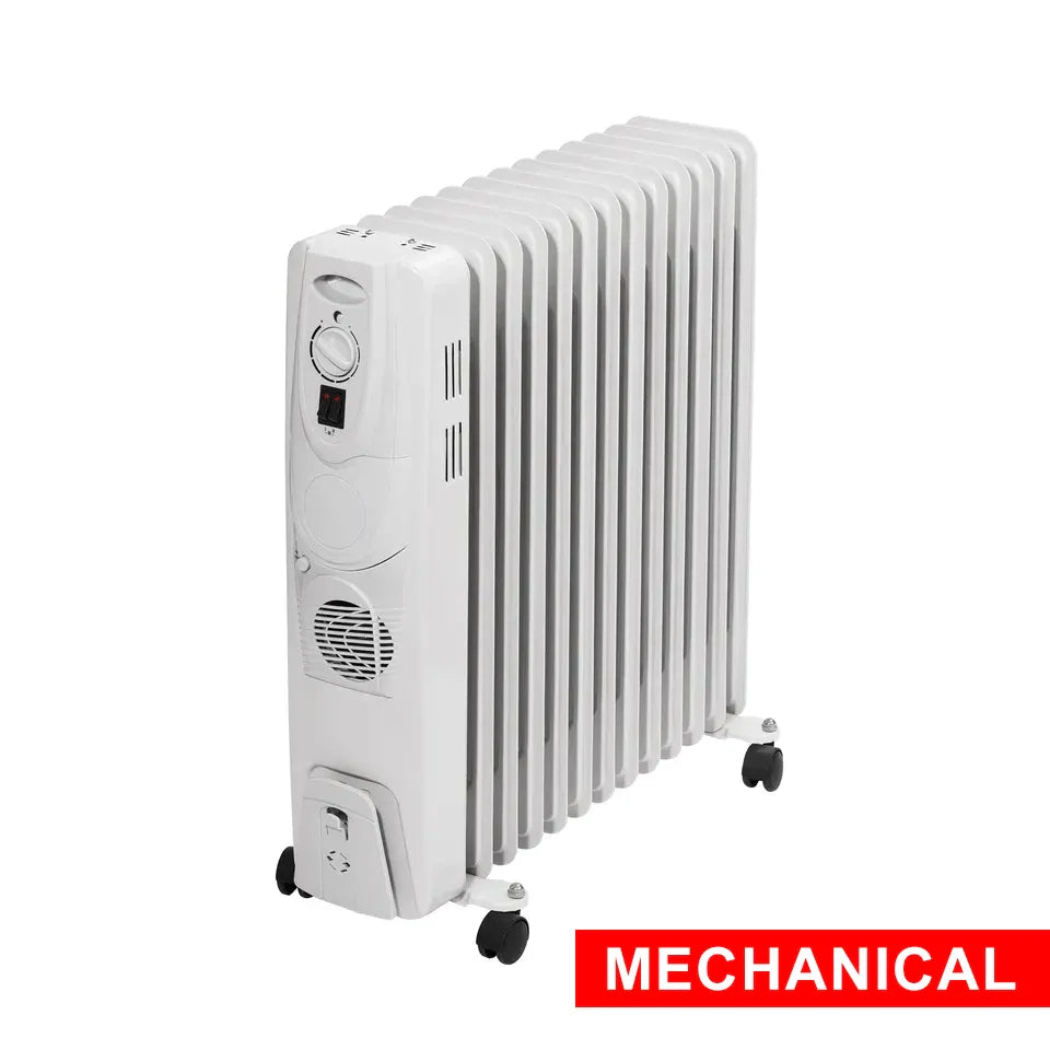 HKM-913619 1500W-2500W Electric Oil Filled Radiator Heater with Glass Panel, Overheat and Tip-Over Protection, Adjustable Thermostat