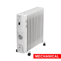 HKM-913619 1500W-2500W Electric Oil Filled Radiator Heater with Glass Panel, Overheat and Tip-Over Protection, Adjustable Thermostat
