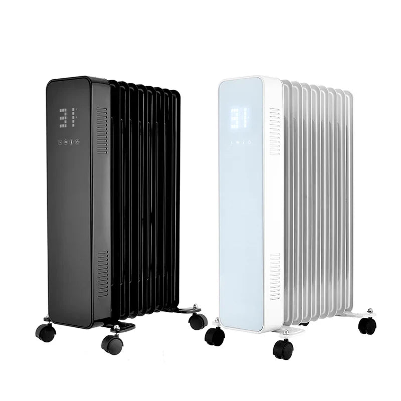 HKM-913619 1500W-2500W Electric Oil Filled Radiator Heater with Glass Panel, Overheat and Tip-Over Protection, Adjustable Thermostat