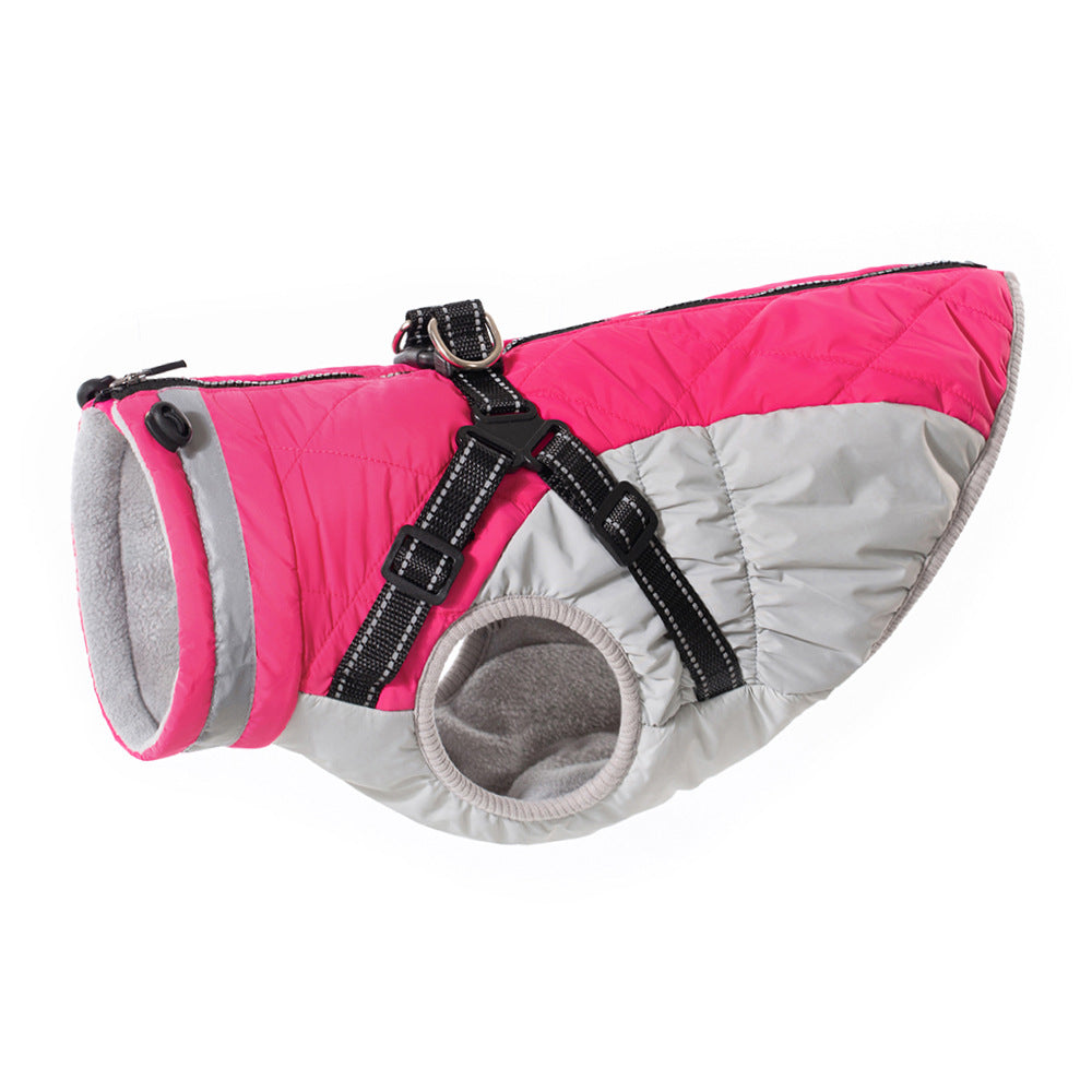 HKM-9136317 Waterproof Fleece-Lined Zip-Up Jacket for Dogs ¨C Sizes S to 5XL in Blue, Pink, Purple, and Red