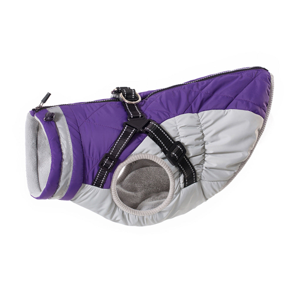 HKM-9136317 Waterproof Fleece-Lined Zip-Up Jacket for Dogs ¨C Sizes S to 5XL in Blue, Pink, Purple, and Red