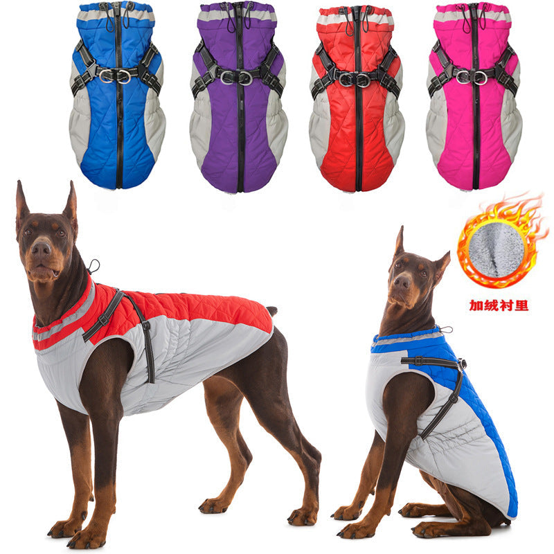 HKM-9136317 Waterproof Fleece-Lined Zip-Up Jacket for Dogs ¨C Sizes S to 5XL in Blue, Pink, Purple, and Red