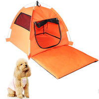 HKM-9136573 Foldable Anti-Mosquito Pet Tent for Dogs and Cats - Comfortable Oxford and Flannel Material, Orange Blue