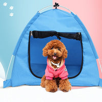 HKM-9136573 Foldable Anti-Mosquito Pet Tent for Dogs and Cats - Comfortable Oxford and Flannel Material, Orange Blue