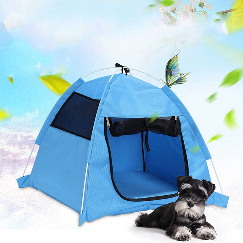 HKM-9136573 Foldable Anti-Mosquito Pet Tent for Dogs and Cats - Comfortable Oxford and Flannel Material, Orange Blue