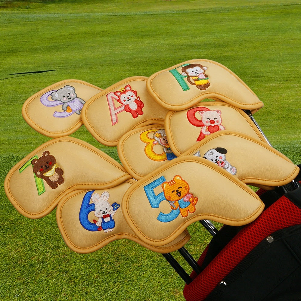 HKM-913683 Creative Minimalist Printed Golf Iron Covers - Set of 9 in Mixed Colors
