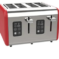HKM-913747 Brushed Stainless Steel 4-Slice Toaster with Countdown Timer