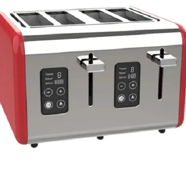 HKM-913747 Brushed Stainless Steel 4-Slice Toaster with Countdown Timer