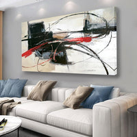HKM-913939 Abstract Lines Handmade Oil Painting on Canvas - Unstretched Wall Art for Home Decor