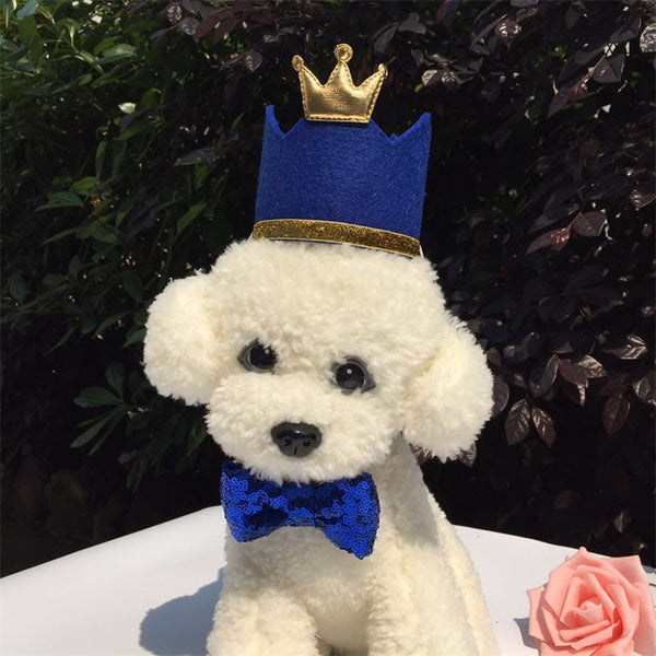 HKM-9139773 Pet Party Birthday Crown for Dogs and Cats, Non-Woven Pet Accessory with Bow, 9.5CM Diameter