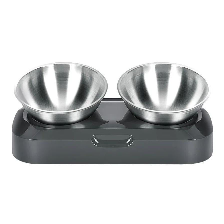 HKM-914003 Adjustable Stainless Steel Pet Bowl with Stand - Elevated Double Feeder for Dogs and Cats - Easy Clean Non-Slip Design