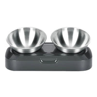 HKM-914003 Adjustable Stainless Steel Pet Bowl with Stand - Elevated Double Feeder for Dogs and Cats - Easy Clean Non-Slip Design