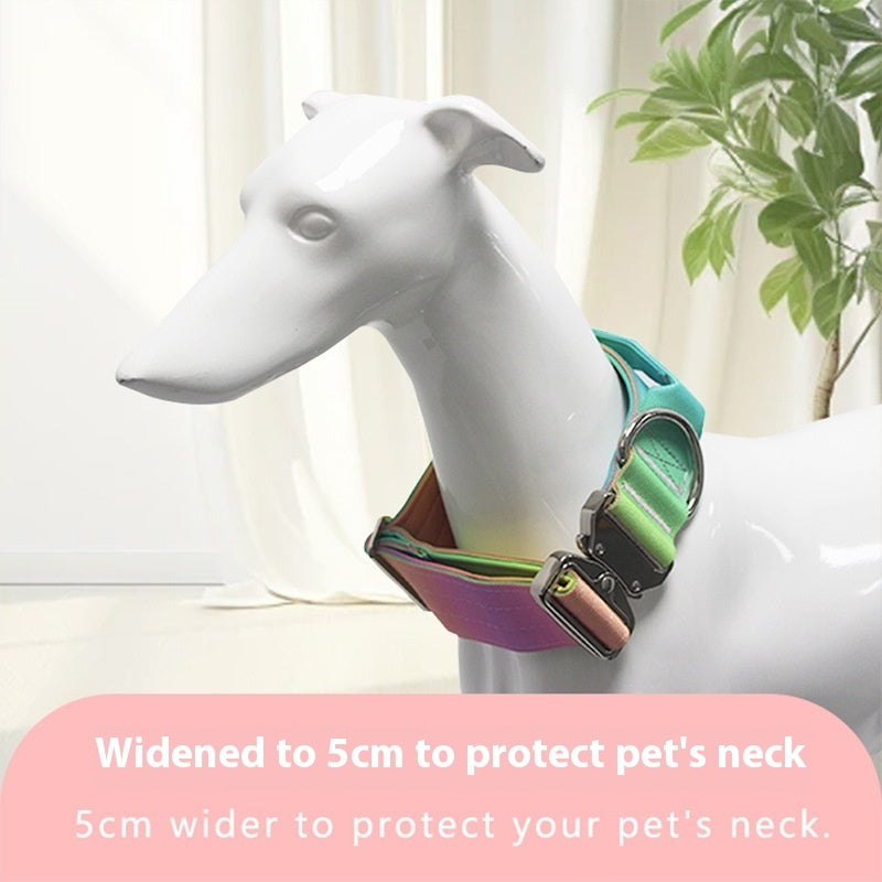 HKM-9140157 Widened Gradient Pet Collar and Leash Set ¨C Soft Nylon Design for Comfort and Safety