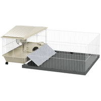 HKM-9141181 Guinea Pig and Hedgehog Cage with Removable Playpen, Waterproof Pad, Feeder, Water Bottle, and Bowl