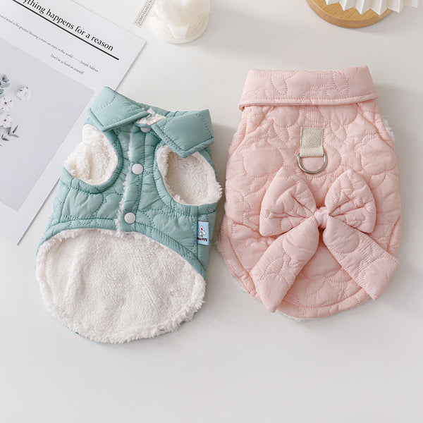 HKM-9141949 Fleece Lined Pet Coat for Cats and Dogs in Pink and Blue Colors