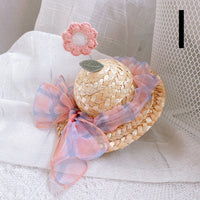 HKM-9142333 Cute Knitted Straw Hat with Flowers for Dogs and Cats - Multiple Sizes Available