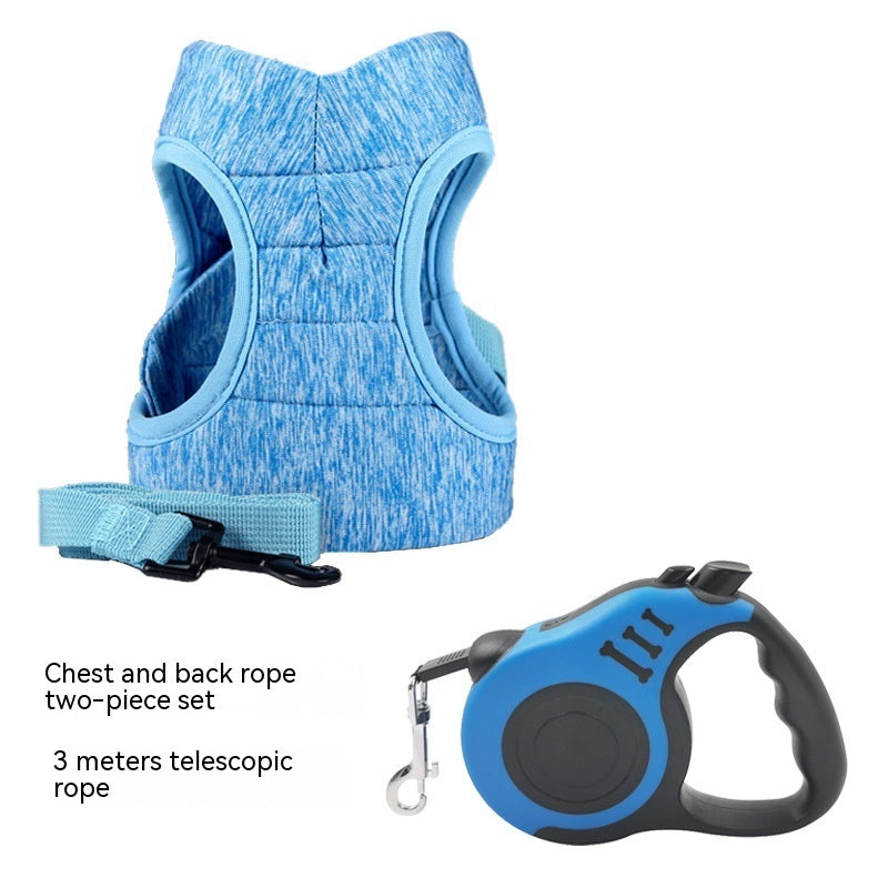 HKM-9143101 Vest-Style Pet Chest Strap with 1.2m and 3m Telescopic Leash Options for Safe Outdoor Use