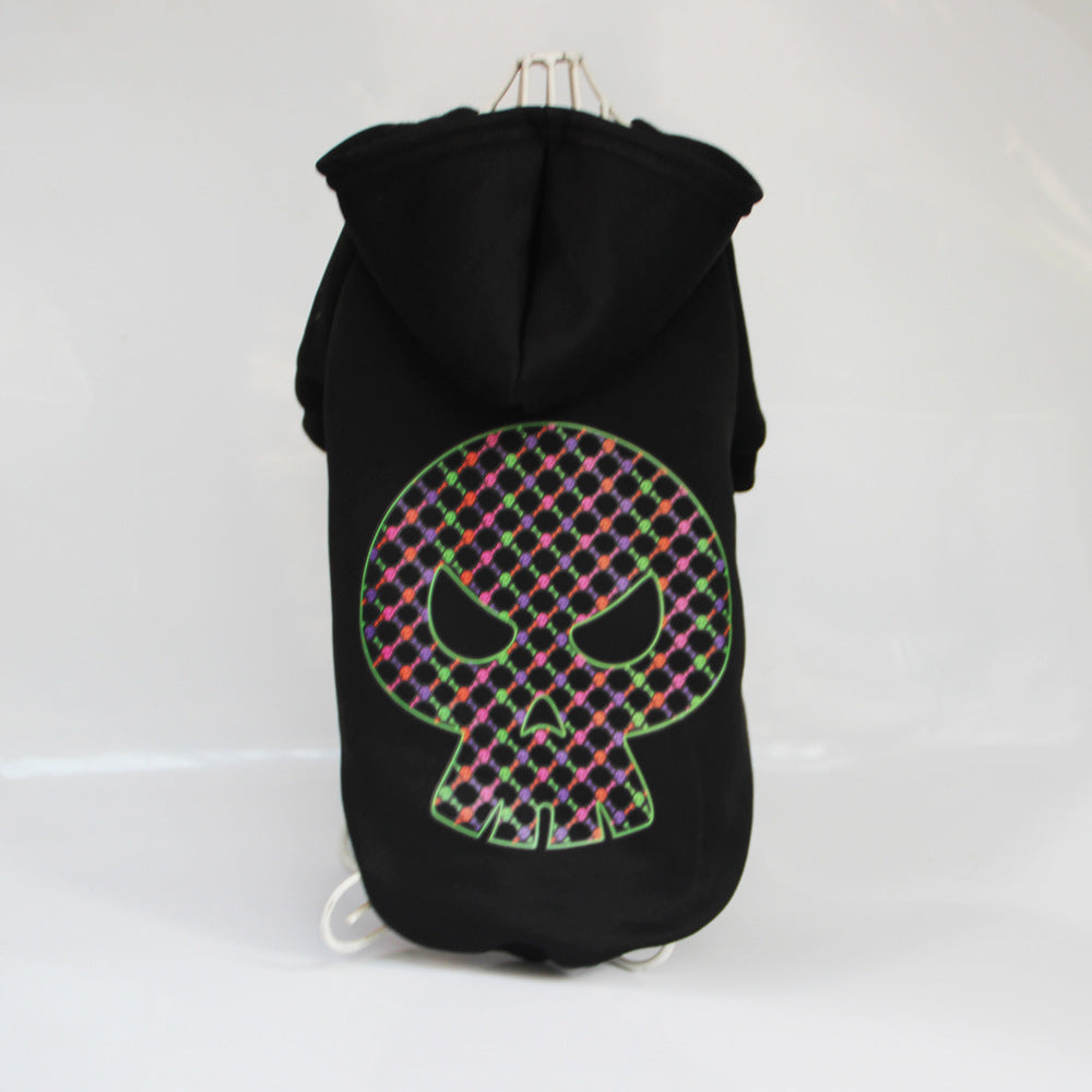 HKM-9143869 Skull Printed Cotton Dog Coat for Halloween ¨C Black Ghost Day Outfit