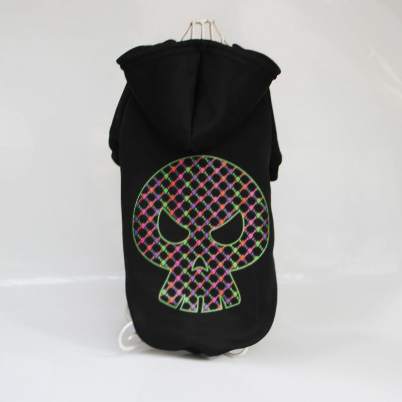 HKM-9143869 Skull Printed Cotton Dog Coat for Halloween ¨C Black Ghost Day Outfit