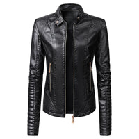 HKM-914387 New Popular Long PU Leather Jackets for European American Women Zipper Closure Women's Clothing Jacket Custom