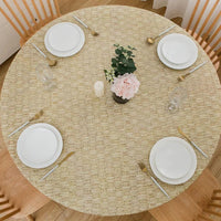 HKM-9144125 Round Waterproof and Oil-Proof Polyester Tablecloth - Available in Various Sizes and Colors