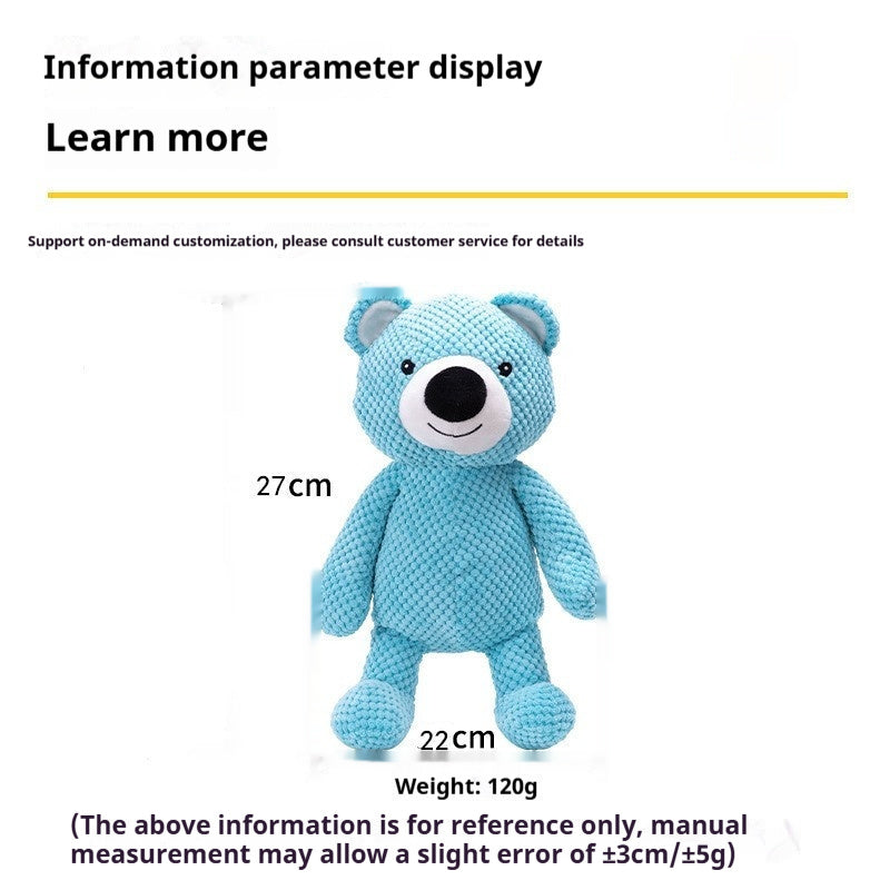 HKM-9144893 Sky Blue Plush Bear Interactive Dog Toy - 27x22CM Companion for Pets