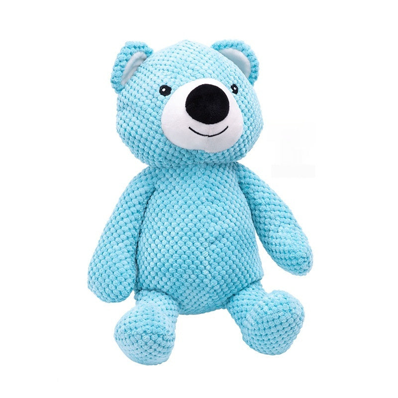 HKM-9144893 Sky Blue Plush Bear Interactive Dog Toy - 27x22CM Companion for Pets