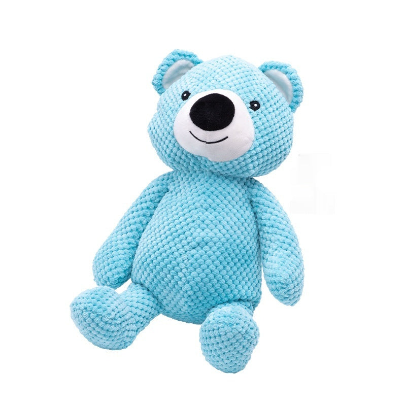 HKM-9144893 Sky Blue Plush Bear Interactive Dog Toy - 27x22CM Companion for Pets