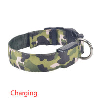 HKM-9145277 Luminous Camouflage Dog Collar with Adjustable Lighting Modes for Night Safety
