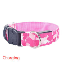 HKM-9145277 Luminous Camouflage Dog Collar with Adjustable Lighting Modes for Night Safety