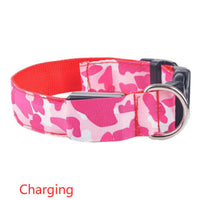 HKM-9145277 Luminous Camouflage Dog Collar with Adjustable Lighting Modes for Night Safety