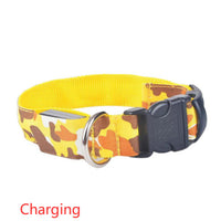HKM-9145277 Luminous Camouflage Dog Collar with Adjustable Lighting Modes for Night Safety