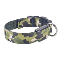 HKM-9145277 Luminous Camouflage Dog Collar with Adjustable Lighting Modes for Night Safety