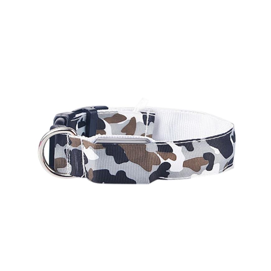 HKM-9145277 Luminous Camouflage Dog Collar with Adjustable Lighting Modes for Night Safety