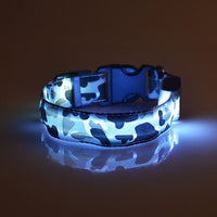 HKM-9145277 Luminous Camouflage Dog Collar with Adjustable Lighting Modes for Night Safety