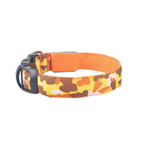 HKM-9145277 Luminous Camouflage Dog Collar with Adjustable Lighting Modes for Night Safety