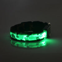 HKM-9145277 Luminous Camouflage Dog Collar with Adjustable Lighting Modes for Night Safety