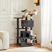 HKM-9146557 Multi-Level Large Cat Tree Tower with Scratching Post and Cozy Jumping Platform, 80-Inch, Grey