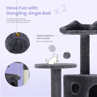 HKM-9146557 Multi-Level Large Cat Tree Tower with Scratching Post and Cozy Jumping Platform, 80-Inch, Grey