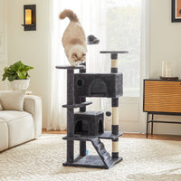 HKM-9146557 Multi-Level Large Cat Tree Tower with Scratching Post and Cozy Jumping Platform, 80-Inch, Grey