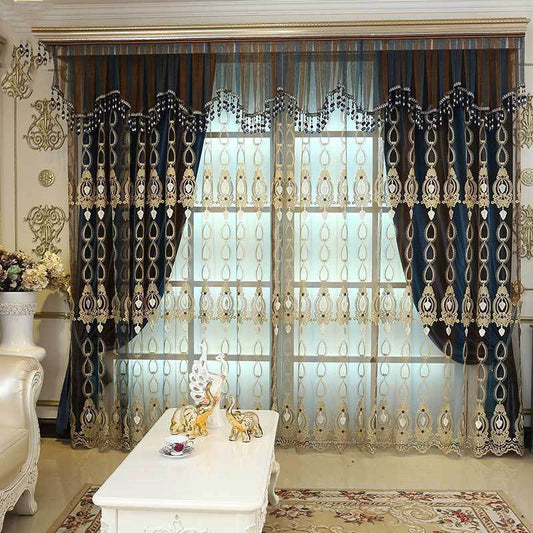 HKM-914707 Stylish Embossed Embroidered Window Screens for Living Room and Bedroom in Versatile Designs