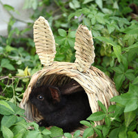 HKM-9147325 Handmade Hibiscus Grass Tunnel for Small Pets - Cozy Woven Hideaway for Rabbits and Small Animals