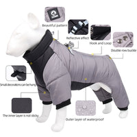 HKM-9147709 Winter Thicken Four-Legged Dog Clothing in Multiple Colors with Reflective Rope Options