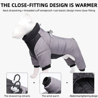 HKM-9147709 Winter Thicken Four-Legged Dog Clothing in Multiple Colors with Reflective Rope Options